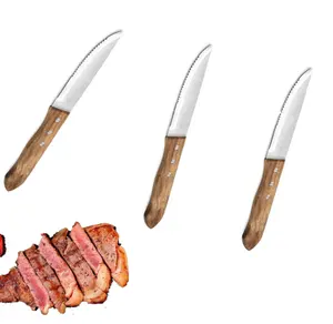 Mango de madera Advantage Cubiertos Juego de cuchillos para carne de nuez con remache triple de 3 piezas