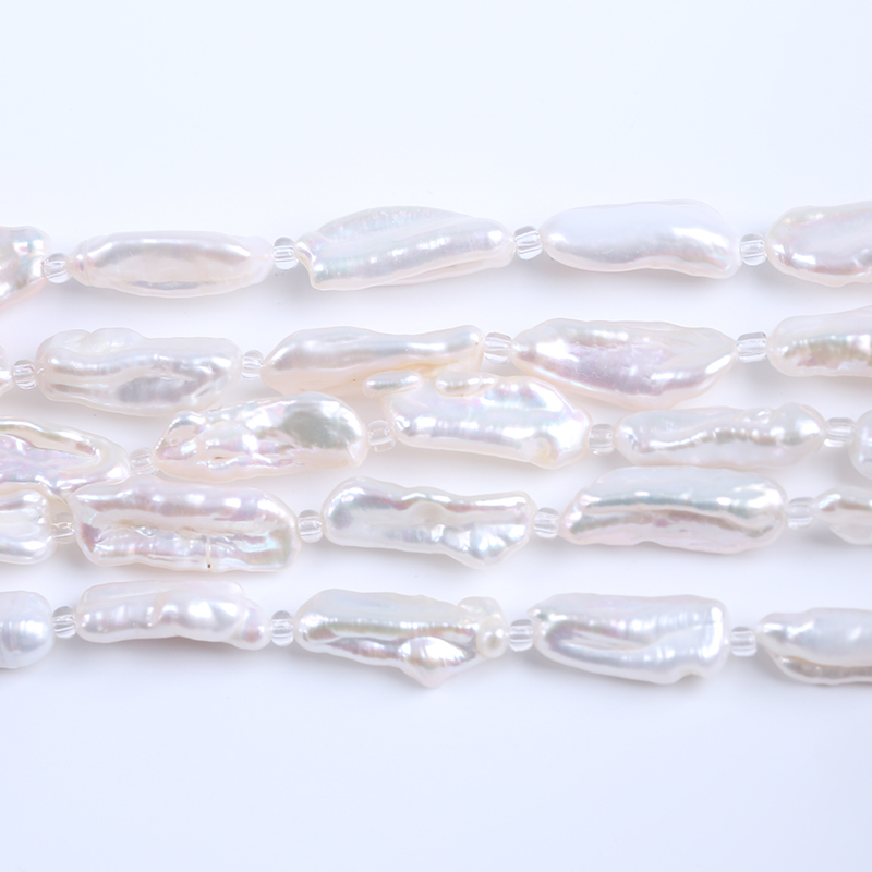 8-11mm Beautiful White Pink Purple Color Biwa Freshwater Pearls Strands Irregular Stick Baroque Shape Pearl For Jewelry 19cm