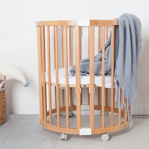 Только B2B 6 в 1 стандарты EN 716 оптовая продажа Новая трансформируемая детская кроватка из массива дерева деревянная овальная детская кроватка для новорожденных