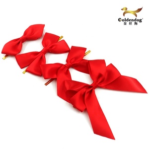 Barato <span class=keywords><strong>de</strong></span> fábrica al por mayor envoltura <span class=keywords><strong>de</strong></span> regalo Twist Tie Bows Borgoña Premade Craft Bows Ribbon Bow Christmas Ribbon para decorar - Product Image 3