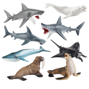 Modelli solidi di animali marini yxs: balena blu, orca, squalo martello, mantarca, megalodon, orso marino, leone marino - Product Image 1