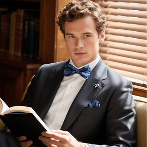 Set 2 Pezzi Papillon Viola Retrò e Fazzoletto da Taschino, Sofisticato per <span class=keywords><strong>Sposo</strong></span>, <span class=keywords><strong>Testimone</strong></span> e Uomo, per Abito da Uomo - Product Image 4