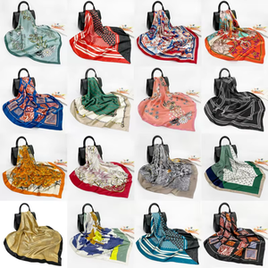 Foulard Quadrato Grande Multicolore Effetto Seta Stampato, <span class=keywords><strong>Bandana</strong></span> Decorativa Versatile per Pendolarismo Quotidiano e Accessori per Foto da Festa - Product Image 1