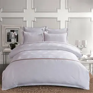 Fabricante experiente de pena jacquard, padrão personalizado, conjunto de cama 100% algodão, lençol de cama, conjunto de 6 peças de cama para hotel de ponta alta