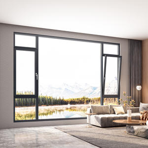 Ventanas abatibles insonorizadas de doble acristalamiento residenciales comerciales modernas puertas Foshan de aluminio con rotura térmica para decoración del hogar - Product Image 1