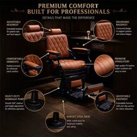 Fauteuil de barbier de luxe personnalisé, hydraulique, inclinable, en cuir PU haute densité, pivotant, appui-tête réglable, usage professionnel pour salon et spa