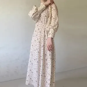 Sharut Latest Wholesale Dubai Abaya EID Modest Muslim Fashion Elegant Long Maxi Floral Print Dress Abaya For Muslim Women Abaya