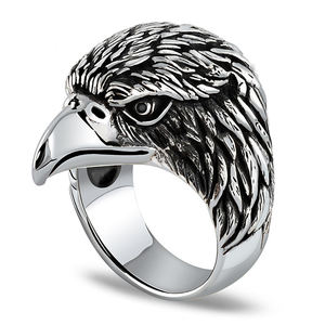 Volledige Veren Gevulde Eagle Hoofd Engagement Ringen Voor Mannen - Product Image 1