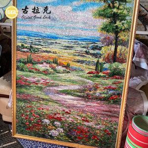 Arte Mural de Mosaico de <span class=keywords><strong>Vidrio</strong></span> Paisajístico Hecho a Mano, Pintura de Mosaico de <span class=keywords><strong>Vidrio</strong></span> Enmarcada para Decoración de Paredes Interiores - Product Image 3