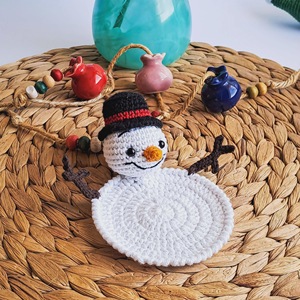 Sous-verre décoratif de Noël tissé à la main, motif dessin animé, accessoires de bureau pour les fêtes, tapis isolant thermique pour tasses, vente directe usine transfrontalière - Product Image 2