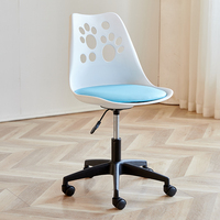 Chaise de bureau pivotante moderne à motif patte, réglable en hauteur, imperméable, en PP+Métal+Cuir avec coussin et roulettes pour l'école, la maison et le bureau