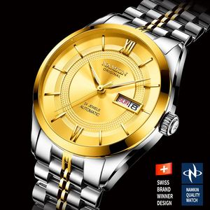 Montre mécanique pour homme en acier inoxydable avec cadran en or exclusif personnalisé - Product Image 2