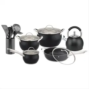 18pcs hot sales casserole stainless steel cookware sets kitchen ware with coating