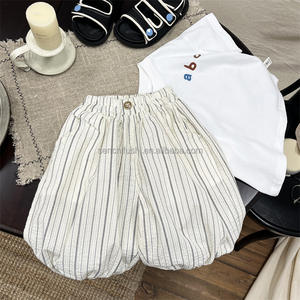 Pantalon d'été pour garçons D1406, 100% coton, imprimé, rayé, coupe courte, ample, décontracté, de haute qualité - Product Image 2