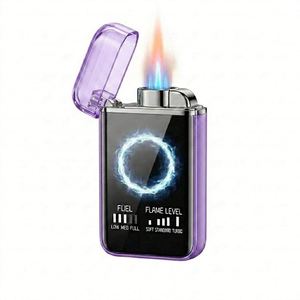 Briquet électronique intelligent LED 2026 en promotion, rechargeable USB-C, design coloré, coupe-vent, pour cigarettes et barbecue - Product Image 2