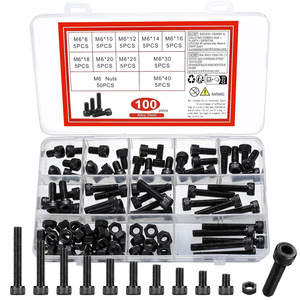 Black Hex Socket Head Screw Set M6 Alloy Steel 100pcs Metric Standard Thread Cup Head Screws Boxed - Product Image 1
