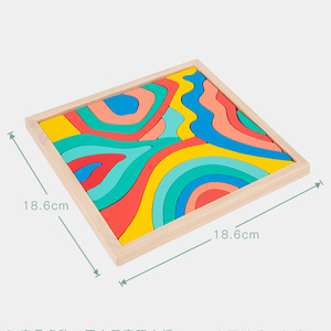 COMMIKI cuatro elementos bloques de construcción tierra fuego agua aire madera Arco Iris bloque colorido Montessori bloques geométricos de madera - Product Image 6