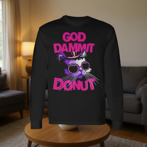 Maglietta a maniche lunghe God Dammit Donut Cat - Product Image 3