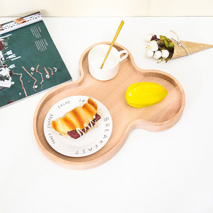 Wooden Serving <b>Tray</b> 35x28x3cm For Coffee <b>Tea</b> Snacks Home Use Solid Color Dishware Set - Product Image 3
