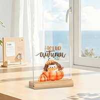 Acryl-Figuren-Dekoration Igel und Kürbis Herbst-Dekoschild zum Aufhängen, geeignet für Heim-/Schreibtisch-/Regaldekoration