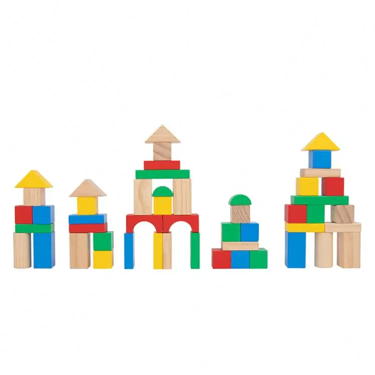 2022 New kids wooden toys 50pcs building Block educational toys for children