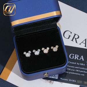 Boucles d'oreilles clous mignonnes en argent 925, moissanite taille brillant rond, sertissage clos, plaqué or 18 carats, bijoux fantaisie pour femme - Product Image 5