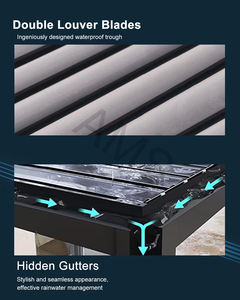 Persiana de aluminio bioclimática moderna personalizada para <span class=keywords><strong>techo</strong></span>, parasol retráctil para exteriores, pérgola con <span class=keywords><strong>ventilador</strong></span> - Product Image 4