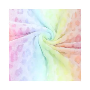 Wholesale Back Printed 100% Polyester Flannel Cut Flower Soft Rainbow Color Knitted Fabric Cutting Design Fleece Textile Fabric