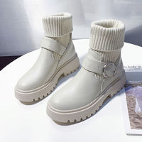 Bottes d'Hiver à Talons Compensés pour Femmes 2025, Doublées Polaire et Bordure en Tricot Torsadé