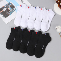 Kaus kaki pergelangan kaki katun poliester pendek Pria Breathable Logo kustom