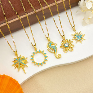 <b>Copper</b> Micro Paved Zircon Starfish Necklace Ocean Series Versatile Temperament Clavicle <b>Chain</b> For Women Trendy Jewelry - Product Image 2