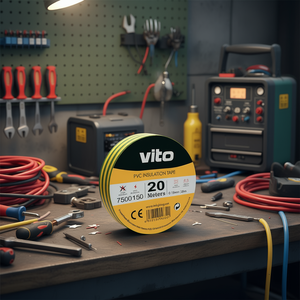 Ruban isolant en PVC Vito 19 mm 20 m Jaune Vert Ignifuge - Product Image 3