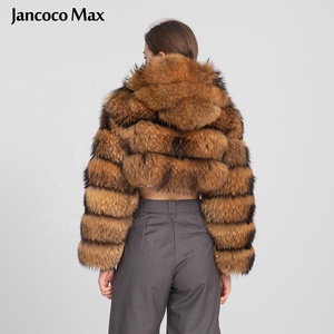Hot <strong>Sale</strong> Winter Warm Women Fur Bomber Jacket Cropped Hooded Fox Fur <strong>Coat</strong> for <strong>Ladies</strong> - Product Image 4