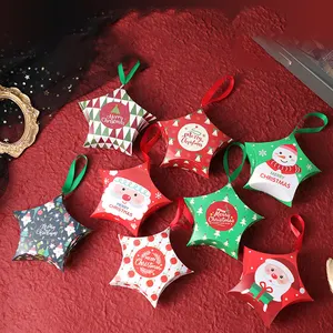 卸売紙スターシェイプクリスマスアドベントカレンダーキャンディークッキー小さなギフトボックス包装