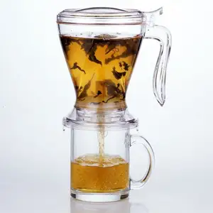 Infusor de té transparente de 20 oz, máquina de té fácil de dispensar, por goteo, para taza perfecta de té de hojas