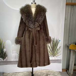 Abrigo Largo de Invierno para <span class=keywords><strong>Mujer</strong></span>, Grueso, de Piel Sintética, Cortavientos - Abrigo Ecológico de Terciopelo Dorado con <span class=keywords><strong>Cuello</strong></span> en V y Botones Delanteros - Product Image 1