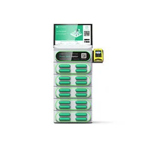 Pengisi daya bank daya sewa 20 Slot bank daya bersama stasiun sewa penjual ponsel dengan mesin pos dan aplikasi dan sistem pembayaran POS
