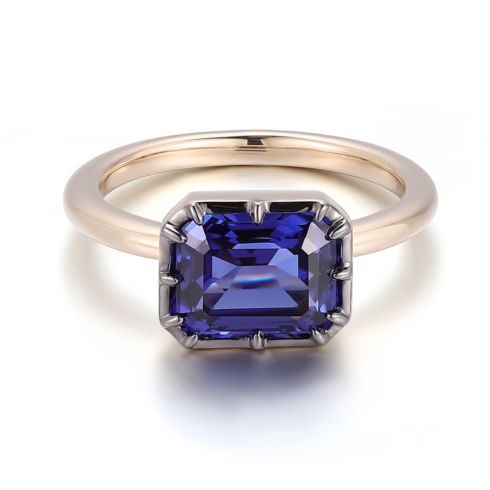 แหวนอัญมณีสังเคราะห์ทองคำ 18K สีเหลือง