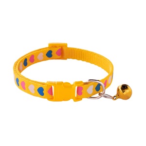 Parche impreso de amor de tres colores de fábrica, Collar para mascotas, estilo campana, collar de gato de poliéster, accesorios para caminar al aire libre para mascotas, proveedores - Product Image 3