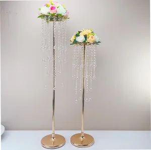 Ventes en vrac directes d'usine 21.65 pouces support de fleurs en cristal centres de table de mariage pour tables
