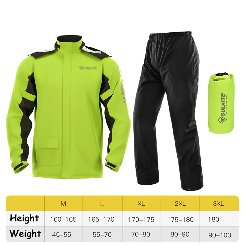 DD2015 Outdoor Motorcycle Waterproof Riding Cycling Rain Suit Coat Pants Hiding Full Cover Motorbike Rainproof Raincoat Jacket