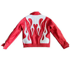 Giacca da Moto Vintage da <span class=keywords><strong>Uomo</strong></span>, Nuova Moda <span class=keywords><strong>Biker</strong></span> in <span class=keywords><strong>Pelle</strong></span> con Ricami, Cappotto Bomber Invernale Antivento - Product Image 2