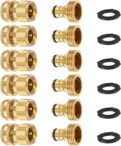 Garden Hose Quick Connect Solid Brass Quick Connector Garden Hose Fitting Water Hose Connectors 3/4 Inch GHT