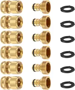 Mangueira de jardim conexão rápida, conector de bronze sólido, mangueira de jardim, conexão com conectores de mangueira de 3/4 polegadas