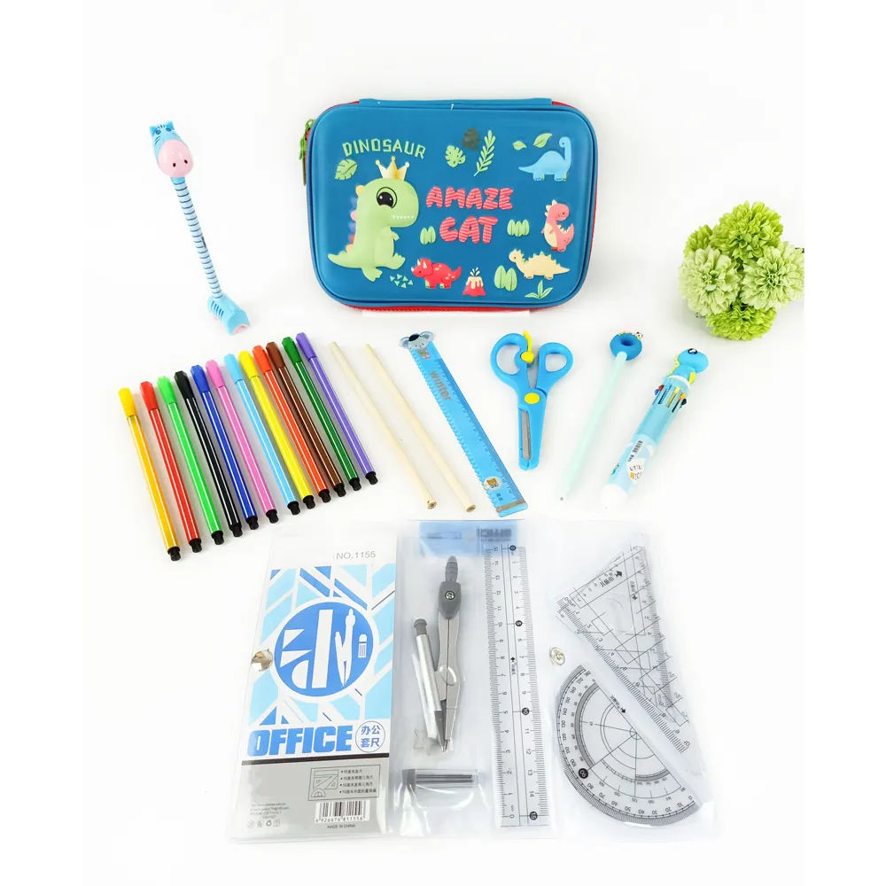 Set di cancelleria in pelle PU 3D in rilievo penna temperamatite simpatico sacchetto Kawaii regalo astuccio per matite Kit di cancelleria per bambini scuola ufficio