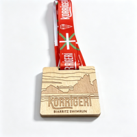 Médaille de sport en bois personnalisée en gros d'usine, écologique, gravée, pour marathon, course, avec ruban de cou