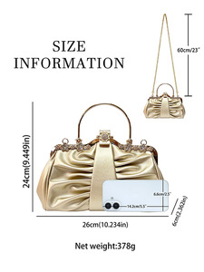 New Cross-border Women's Luxury Evening <b>Clutch</b> Bag PU Material Polyester Diamond-encrusted Celebrity Elegant High-class Tanjing - Product Image 5