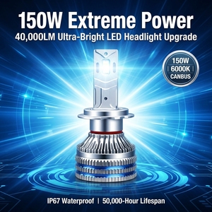 Bombilla LED Súper Brillante de 150W 40000LM de Alta Potencia para Faros Delanteros de Coche H7/H4/H11/9005/9006 6000K Blanca, Plug&Play, IP68 Impermeable, Nueva - Product Image 2