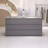 Comptoir de caisse en bois laqué noir durable, bureau d'accueil, salon de beauté, magasin de vêtements, salon de coiffure, bar, salon de thé au lait tendance