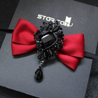 Nœuds papillon durables noirs à strass en forme de flèche pour costumes de mariage pour hommes, tenues de marié, nœuds papillon élégants pour hommes, pour fêtes, cadeaux d'entreprise